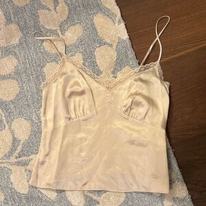 Reformation Teddy Silk Top in Cream